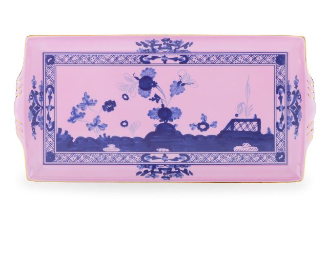 Rectangular tray oriente italiano azalea porcelain