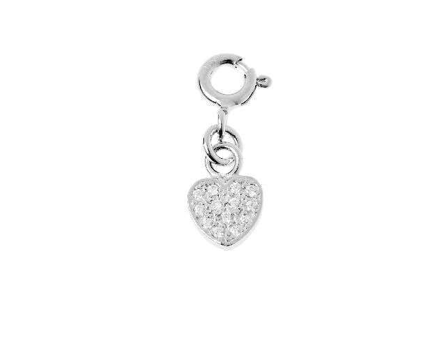Heart charm silver with zircons
