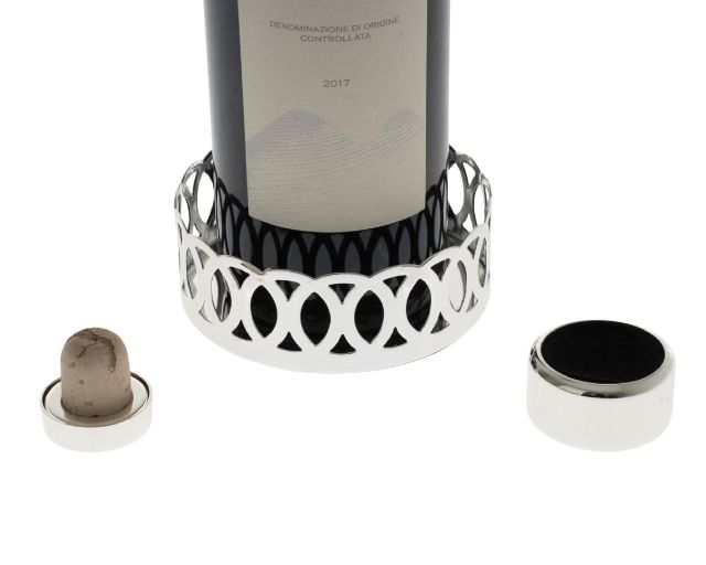 Confezione Sottobottiglia Cerchi Argento Trilaminato Con Tappo E Salvagoccia Selezione Zanolli 190501 624w5040tpsg
