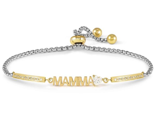 Bracelet milleluci steel with mamma and zircons