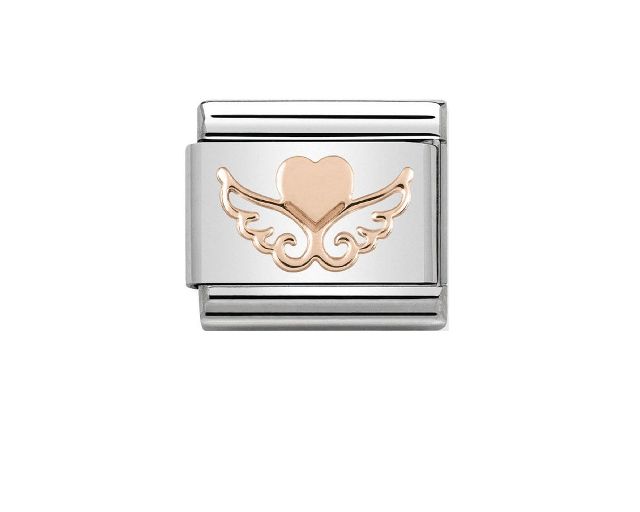 Flying heart composable steel and rosè gold