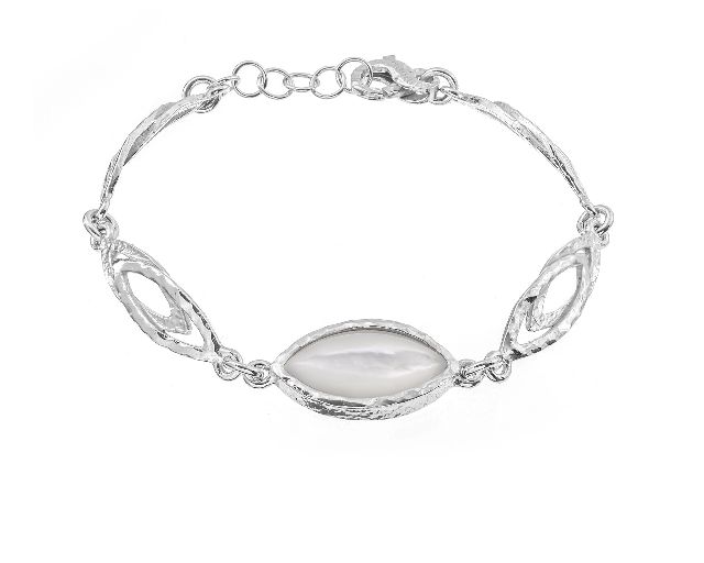 Bracelet essenza silver with mother-of-pearl oval