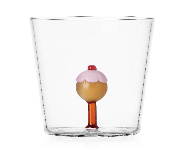 Tumbler glass pink and amber lollipop sweet & candy