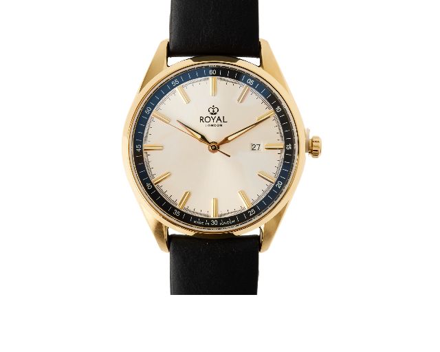 Watch steel with white dial and leather strap