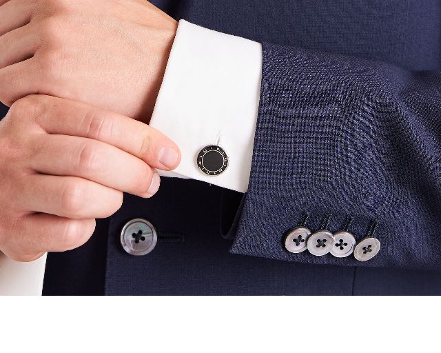 Cufflinks silver with black bezel