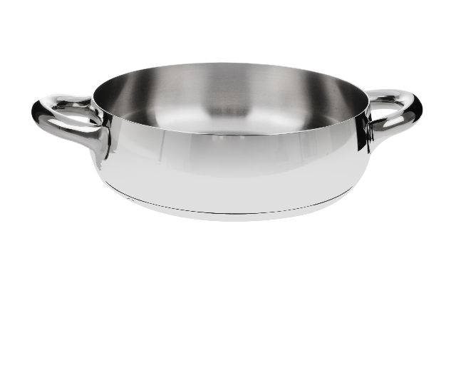 Low casserole mami steel with two handles