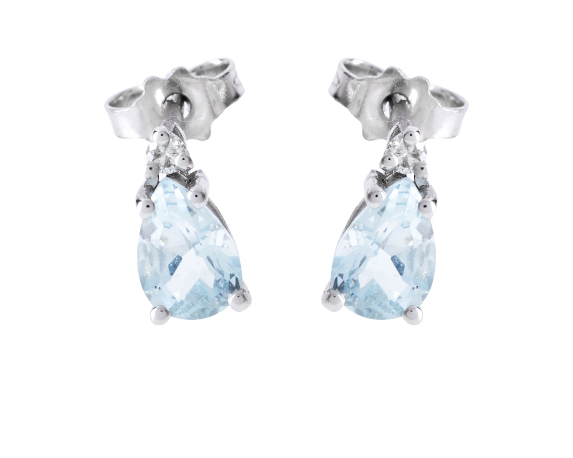 Earrings Gold 750 With Aquamarine Drop And Diamonds Selezione Zanolli