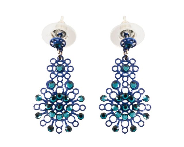 Orecchini in ottone con strass blu