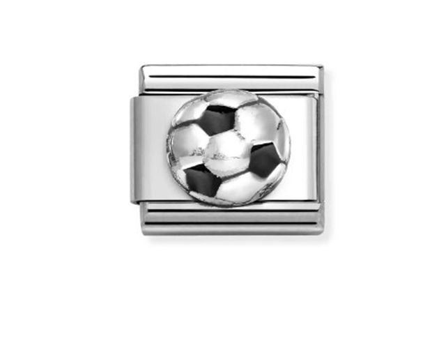 Palla da calcio composable acciaio argento e smalto
