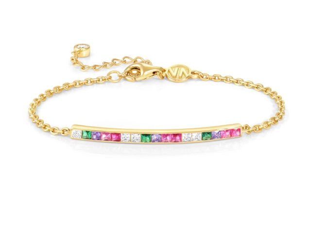 Bracelet carismatica silver golden with central bar and multicolored zircons