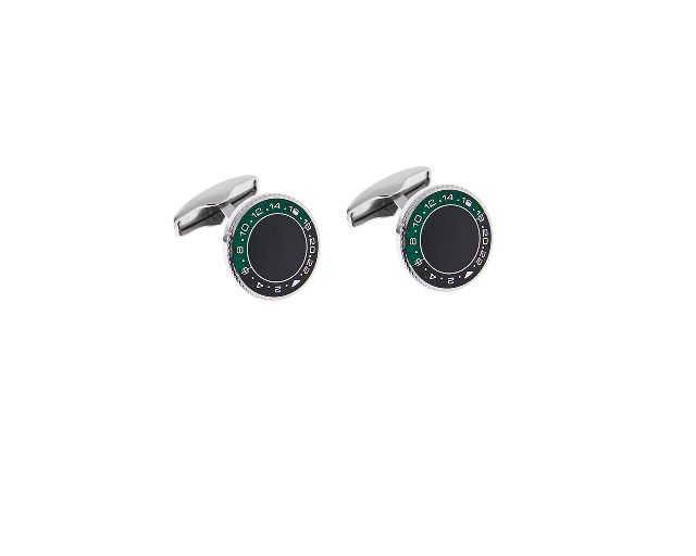 Gemelli argento con ghiera verde e nera