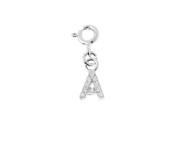 A letter charm silver with zircons