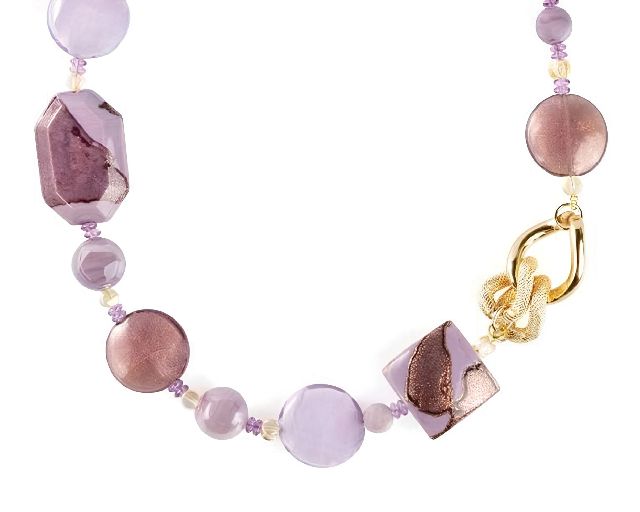 Collana frame vetro di murano viola