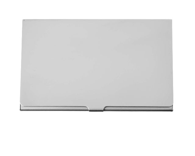 Business card holder in satin metal
