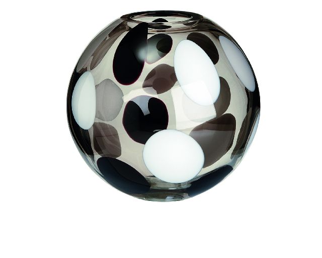 Vaso sfera vetro di murano latte nero grigio