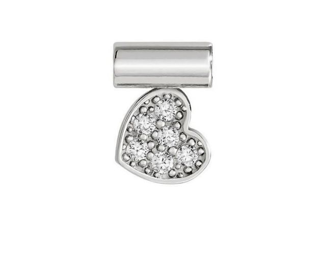 Ciondolo seimia argento cuore con zirconi
