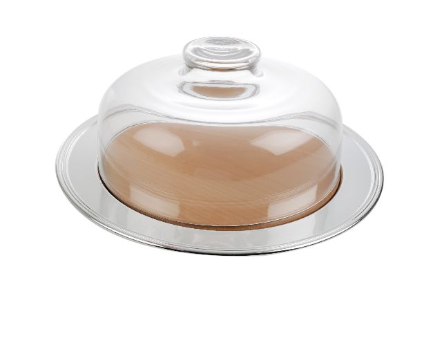 Cheese plate silver plated in english style with glass bell