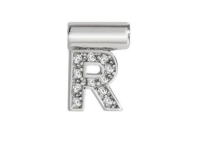 Charm seimia silver r letter with zircons