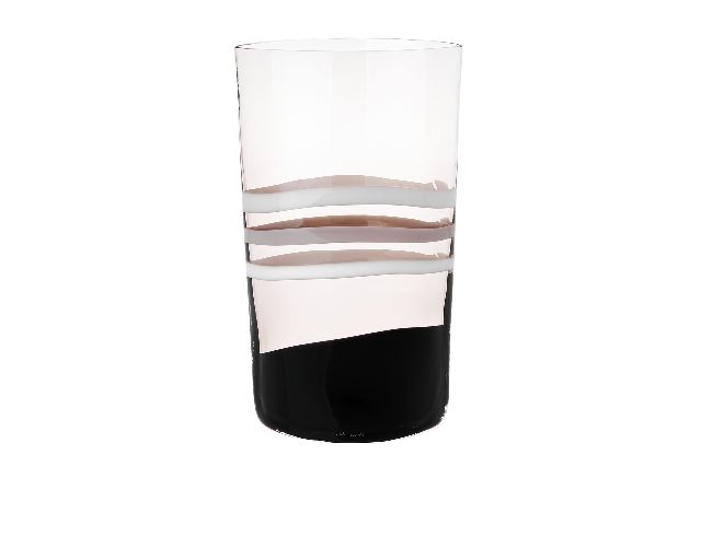 Vaso arco vetro di murano latte nero e grigio