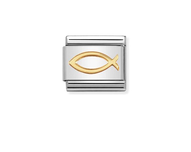 Ichthys composable acciaio e oro