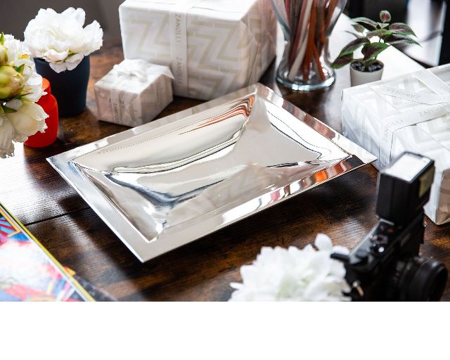Edged centerpiece essentia silver rectangular