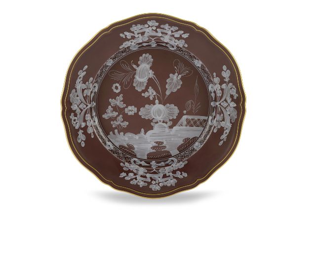 Piatto piano oriente italiano castagna porcellana