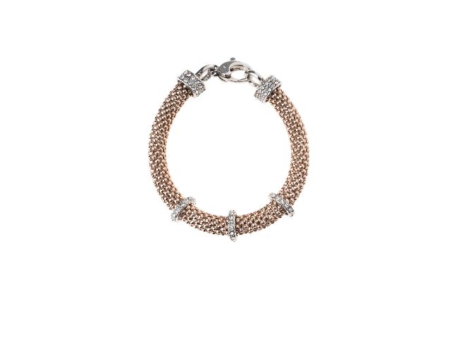 Bracelet silver 3 segments with white zircon