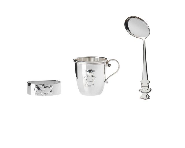 Set bimbo orsetto argento tre pezzi