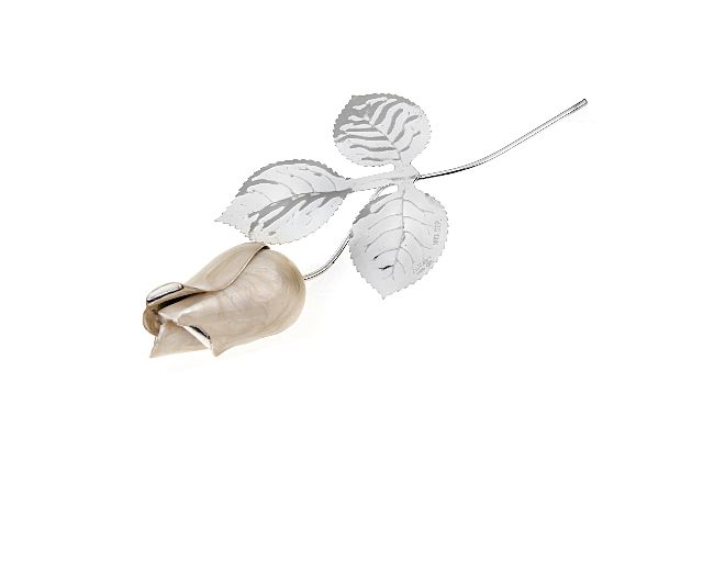 Bomboniera rosa argento e smalto bianco
