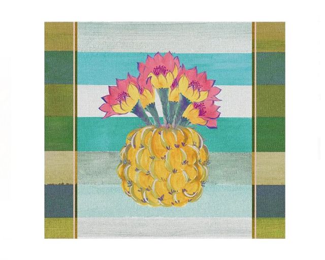 Rectangular rigid tablemat cactus rebutia