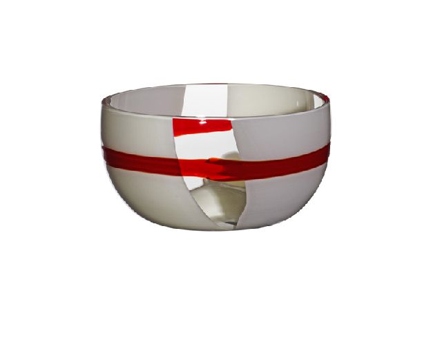 Coppa Mignon Vetro Di Murano Grigio Avorio Rosso Carlo Moretti 40191 677661f