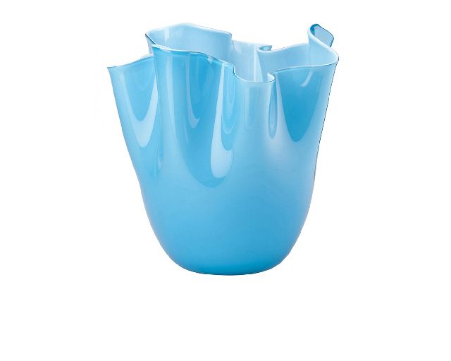 Vaso fazzoletto vetro di murano opalino acquamare
