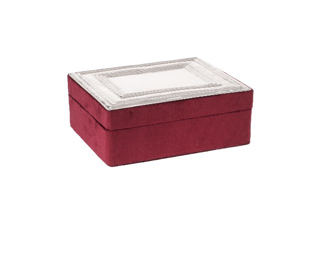 Scatola portagioie argento e velluto bordeaux