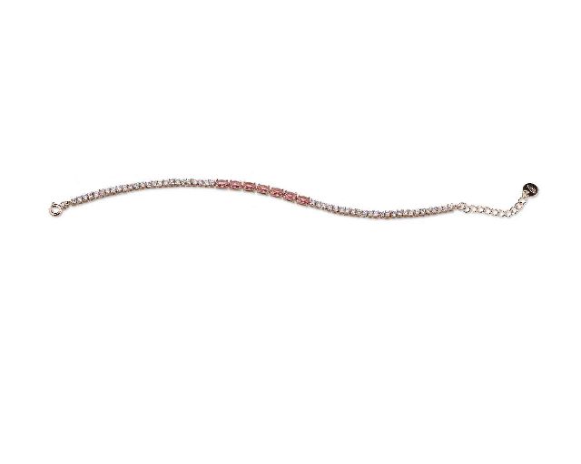 Bracciale luce argento rosè con cubic zirconia e zirconi rubino