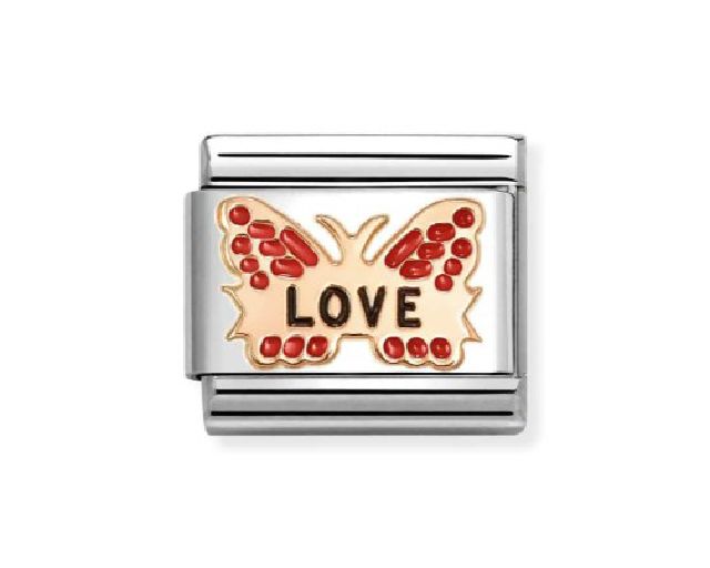 Red butterfly love composable steel and rosè gold