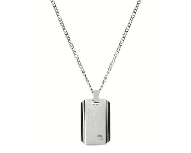 Necklace strong diamond steel with plate and natural diamond