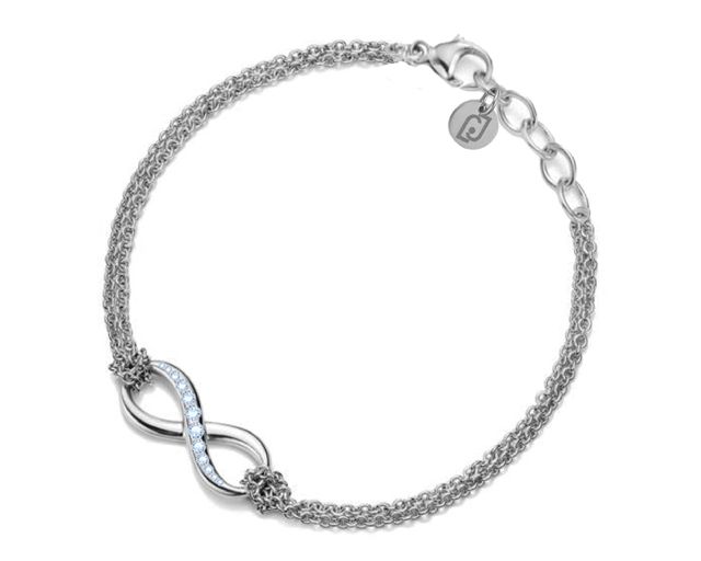 Bracciale acciaio infinito centrale con zirconi