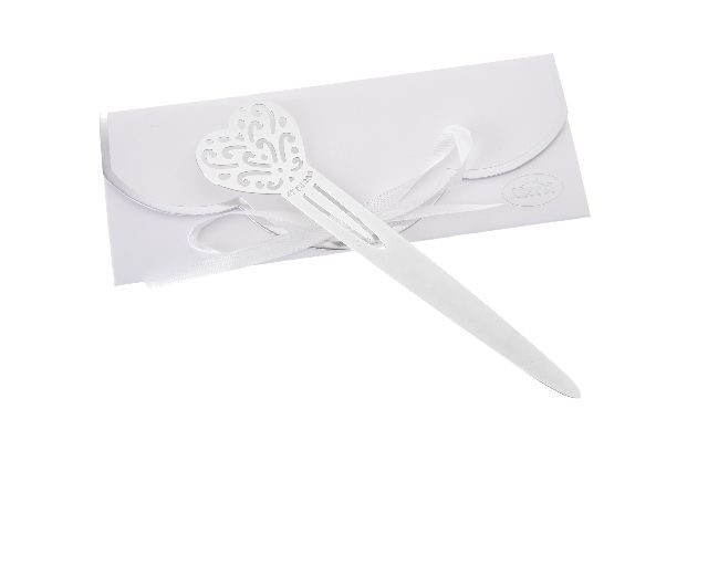Paper Knife And Bookmark Heart Silver Plated Selezione Zanolli