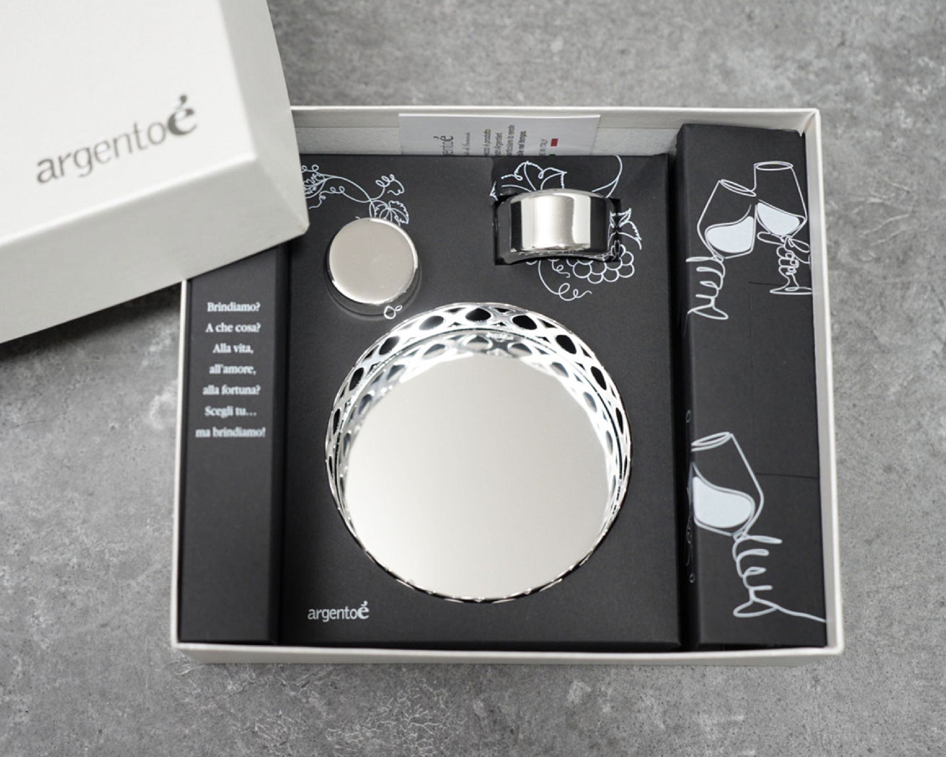 Cerchi Bottle Coaster Trilaminated Silver With Stopper And Drip Catcher Selezione Zanolli 190501 624w5040tpsg