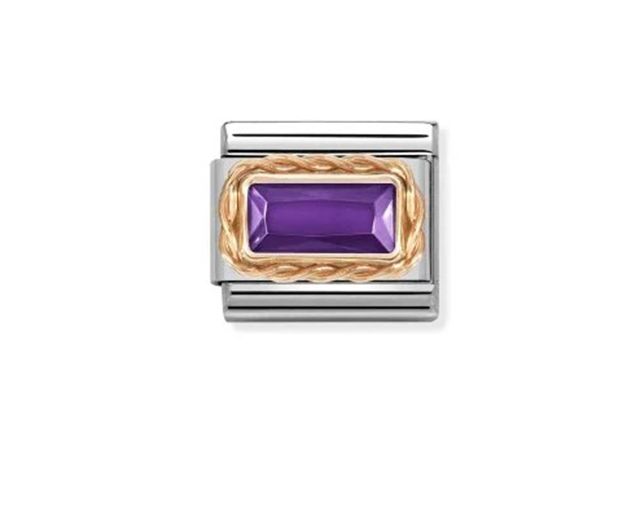 Purple stone composable steel and rosè gold