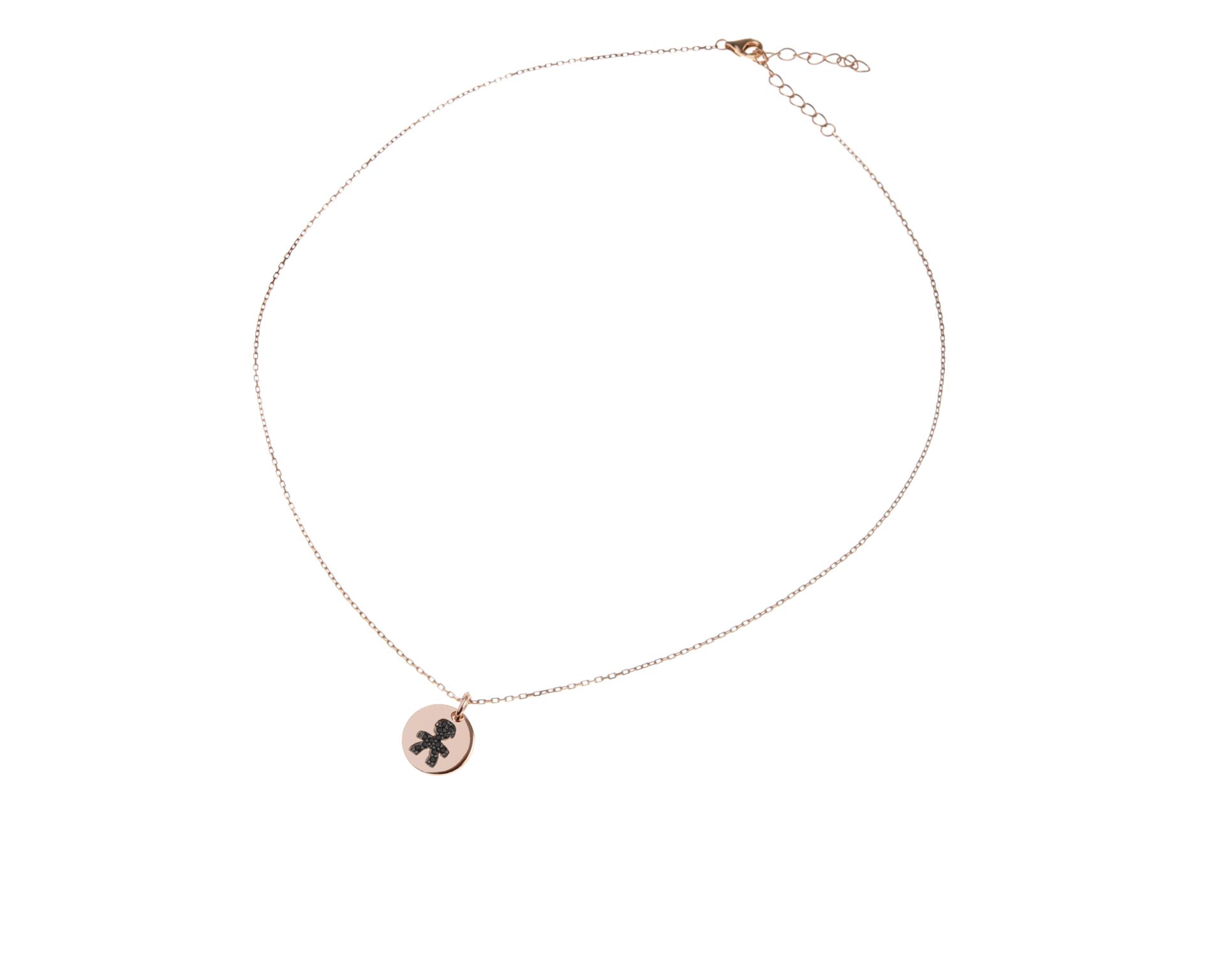 Collana Argento Rose Tondo Bimbo Con Zirconi Neri Selezione Zanolli 149194 935d4129hk0062dr04