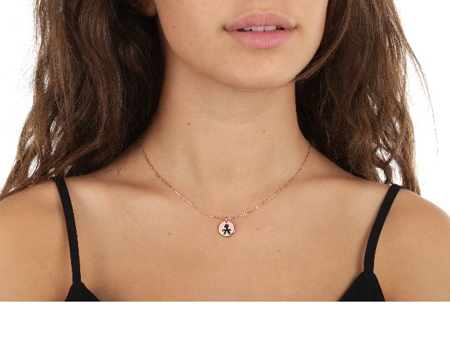Collana Argento Rose Tondo Bimbo Con Zirconi Neri Selezione Zanolli 149194 935d4129hk0062dr04
