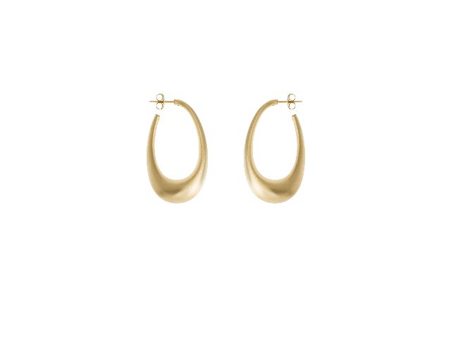 Oval earrings silver satin