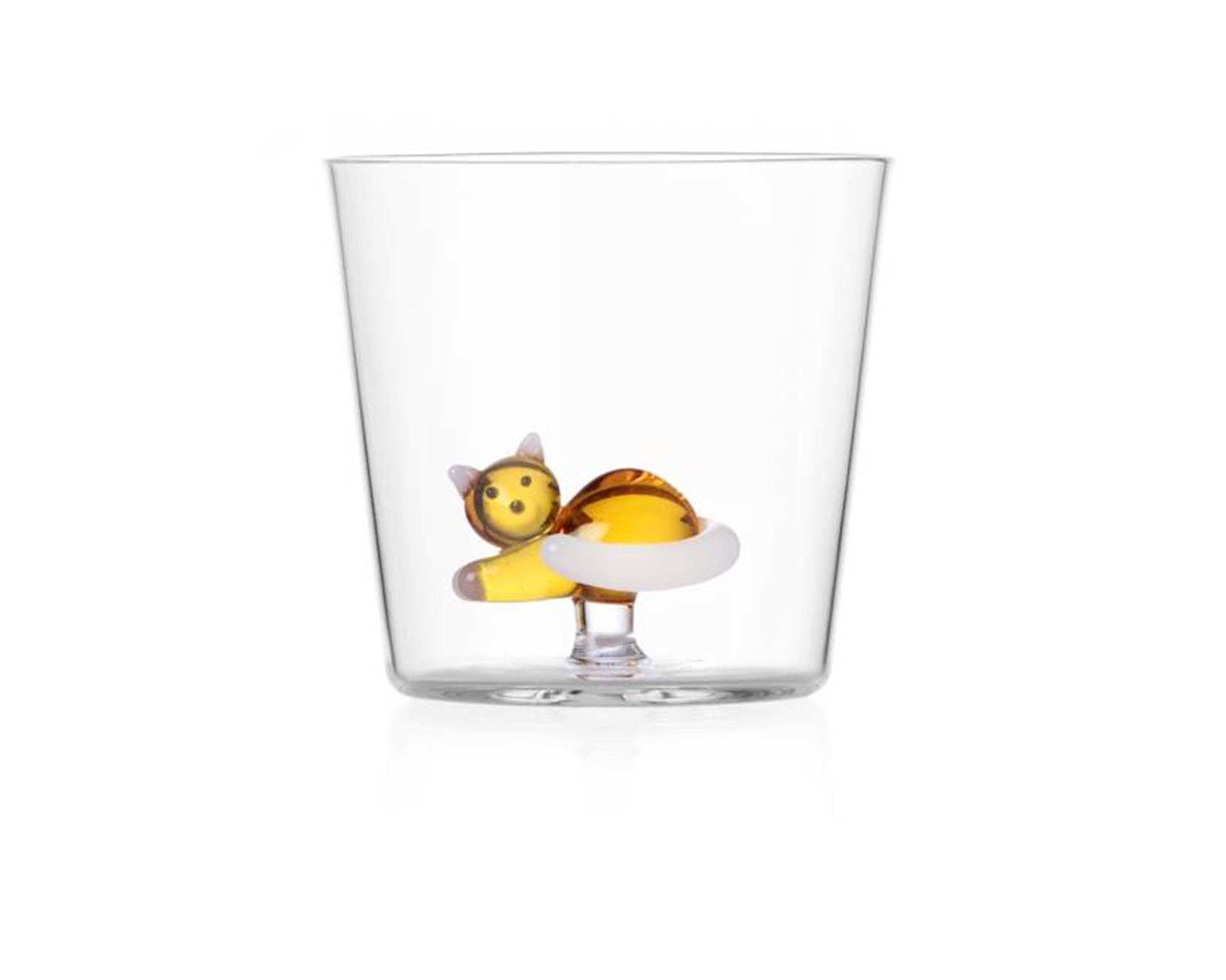 Tumbler Glass Tabby Cat Amber And White Tail Ichendorf
