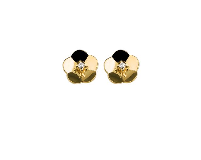 Orecchini a fiore oro 750‰ con diamante