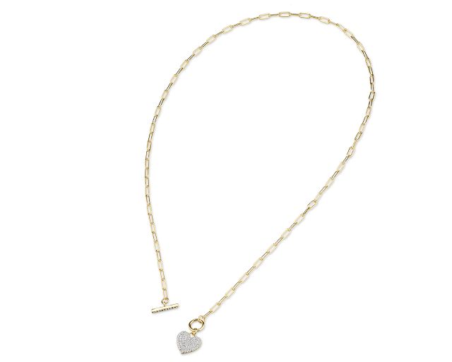 Collana cuore argento dorato con zirconi bianchi