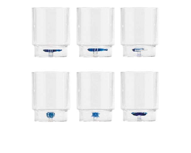 Confezione di bicchieri tumbler teca decori assortiti 6 pezzi