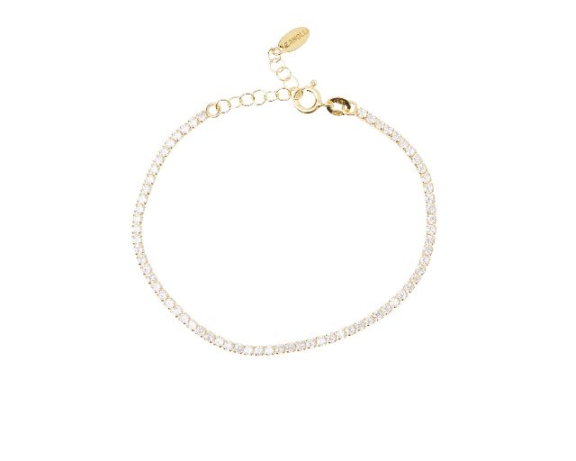 Bracciale tennis argento dorato con zirconi bianchi