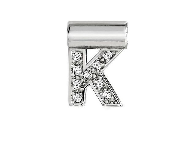 Ciondolo seimia argento lettera k con zirconi