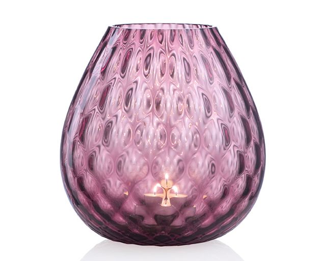 Candle holder vase macramè l murano glass purple